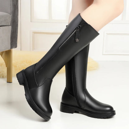 AIYUQI Women Long Boots Genuine Leather 2025 New Fashion Winter Warm Women's High Boots Large Size Non-Slip Women's Snow Boots