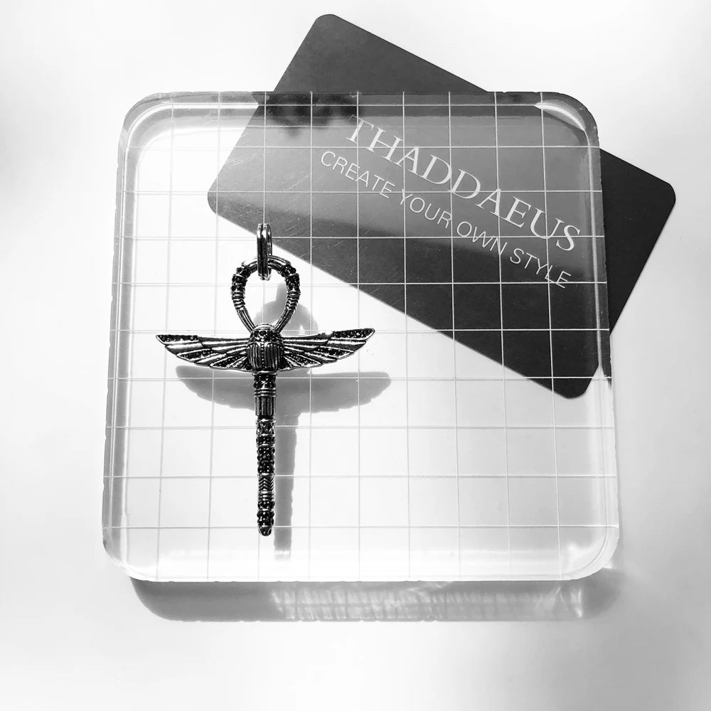 Damen-Halskette Ankh Kreuz Skarabäus ägyptisch aus Sterlingsilber