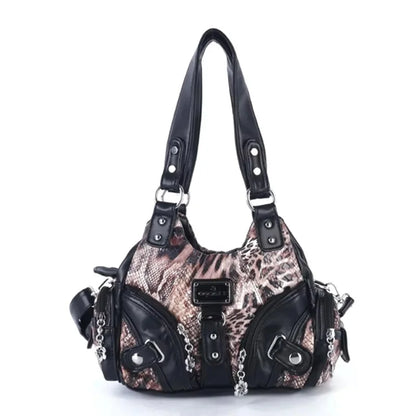 Damen-Handtasche Leopardmuster Mit Oberem Griff Und Mehrfachfächern Für Alltag Und Freizeit