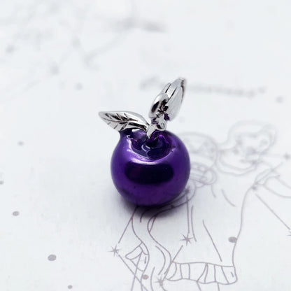 Damen-Charm-Anhänger Apfel lila Emaille süß aus Sterlingsilber