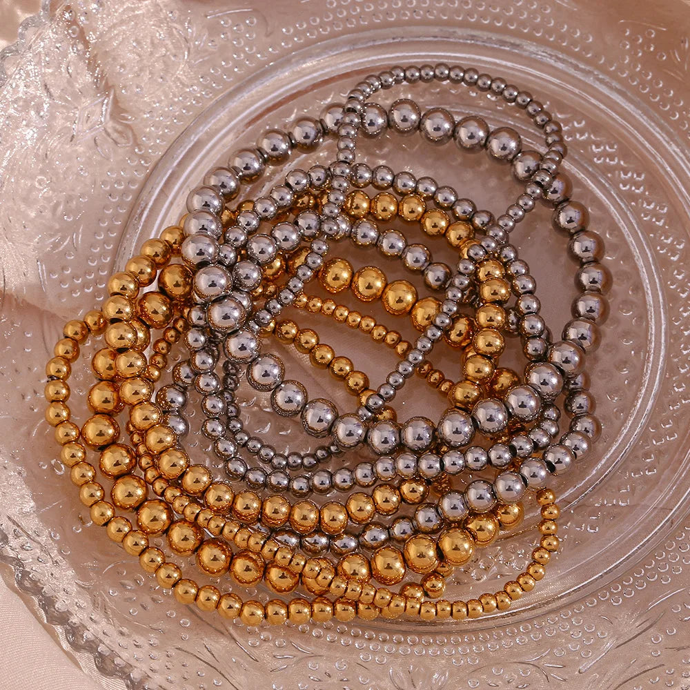 Damen-Perlenarmband mit Farbverlauf aus Edelstahl