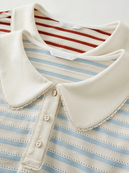 Poloshirt mit Knopfleiste und Farbblock-Design