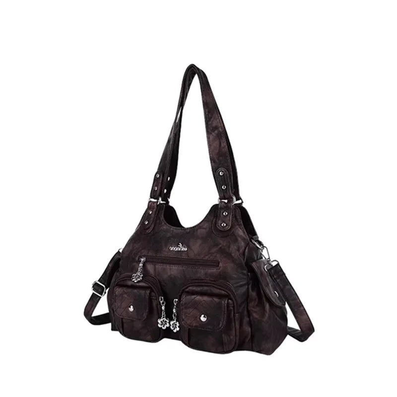 Damen-Handtasche Mit Viel Stauraum Und Mehrfachfächern Aus PU-Leder Für Alltag Und Freizeit