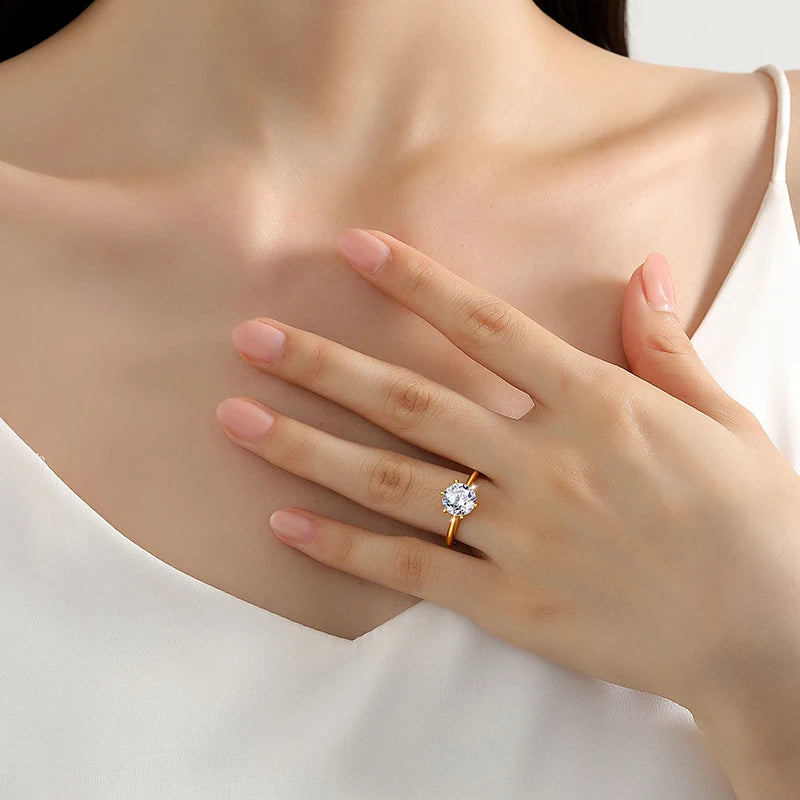 Damen-Ring Aus 18K Gold Moissanit 1 Karat Zertifiziert Mit NGTC Zertifikat für Verlobung