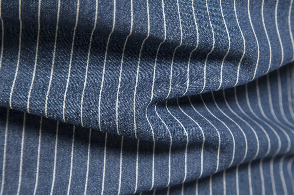 Herren Denim Shirts aus Baumwolle mit Streifen und langem Arm