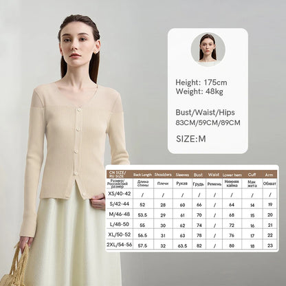 Damen V-Ausschnitt Pullover Viskose Mesh Organza Slim Frühling