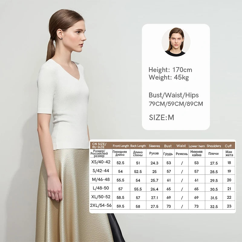 Damen V-Ausschnitt Pullover Viskose Halbarm Slim Büro Sommer
