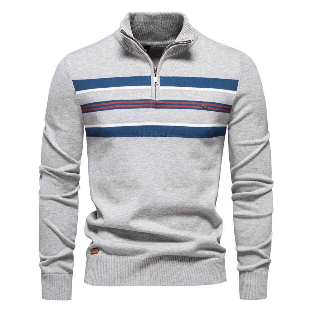 Herren Pullover aus Baumwolle mit Stehkragen für lässige Business-Looks
