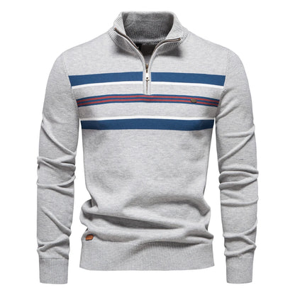 Herren Pullover aus Baumwolle mit Stehkragen für lässige Business-Looks