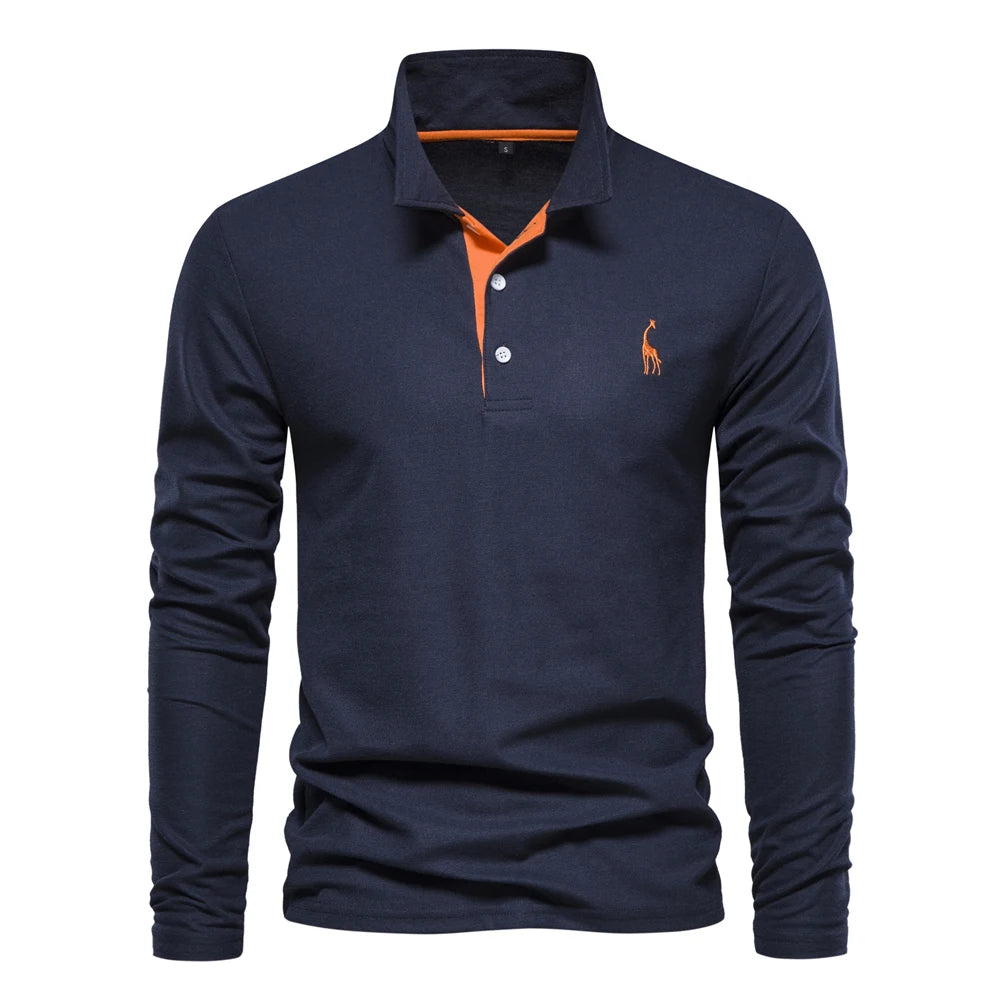 Premium Herren Langarm Polo Shirt Atmungsaktiv Und Elegant Für Business