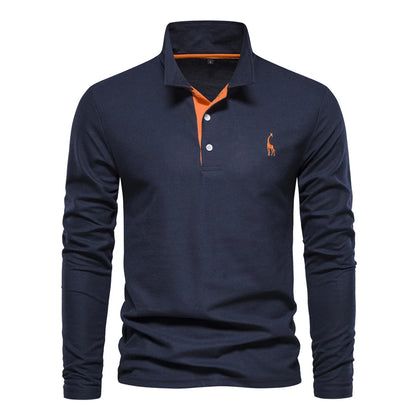 Premium Herren Langarm Polo Shirt Atmungsaktiv Und Elegant Für Business