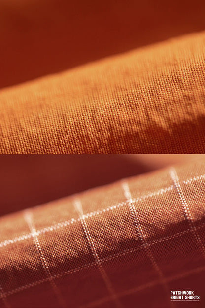 Männer Sommer Shorts aus leichtem Patchwork mit elastischer Taille in orange