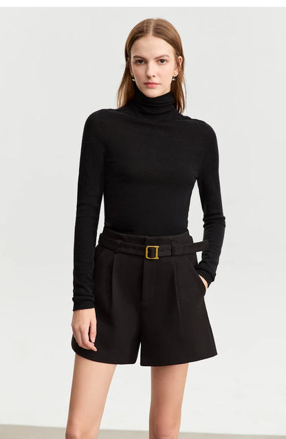 Damen Shorts im minimalistischen Stil mit Gürtel und solider Vintage-Optik