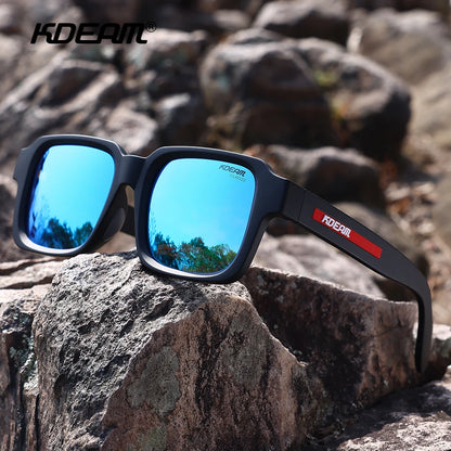 Sonnenbrille quadratisch polarisiert Vintage Bergsteigen Reißverschlussetui Herren