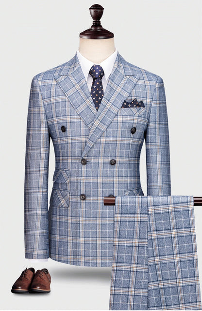 Hochwertiger Herren Anzug 3-teilig: Kariert, Slim Fit, Business & Hochzeit, Blazer Weste Hose