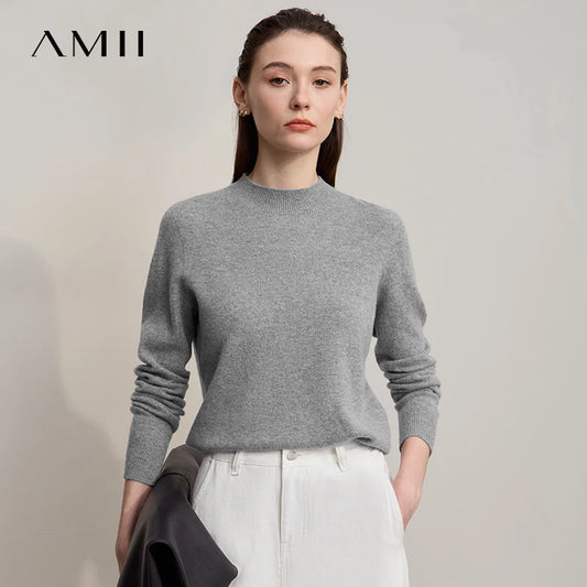Damen-Rollkragenpullover Wolle-Kaschmir locker Herbst