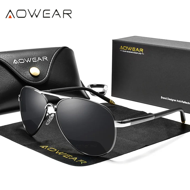 AOWEAR männer Luftfahrt Sonnenbrille Männer Polarisierte Spiegel Sonnenbrille für Mann HD Fahren Pilot Sonnenbrille lunettes de soleil homme