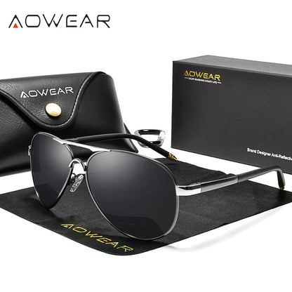 AOWEAR männer Luftfahrt Sonnenbrille Männer Polarisierte Spiegel Sonnenbrille für Mann HD Fahren Pilot Sonnenbrille lunettes de soleil homme