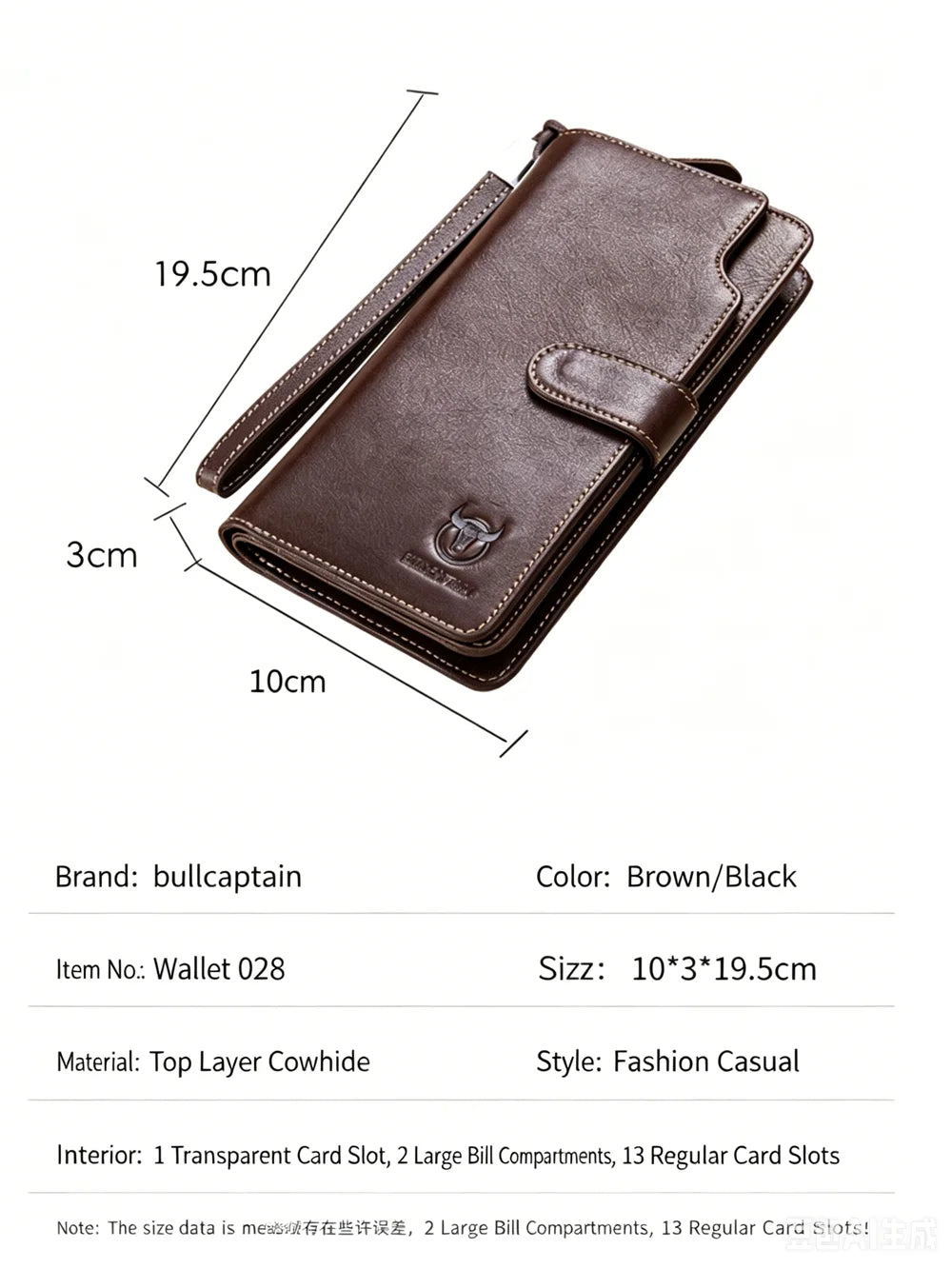 Unisex Geldbörse Langformat Bifold Mit RFID-Schutz Und Handgelenkband Für Mehrere Karten