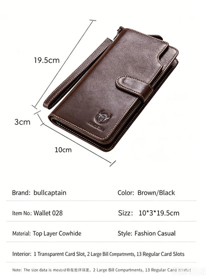 Unisex Geldbörse Langformat Bifold Mit RFID-Schutz Und Handgelenkband Für Mehrere Karten