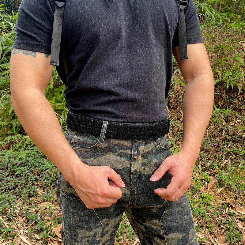 Herren-Taktischer Innengürtel aus Nylon mit Klettverschluss, 4,3 cm Breite, Verstellbar 105–135 cm