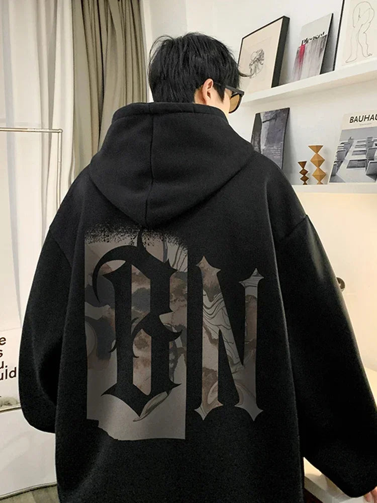 Herren Hoodie mit übergroßem Brief-Druck und Kapuze für den Herbst