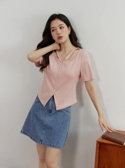 Lässige Damen-Bluse aus Lyocell mit Blumenärmeln und lockerem Schnitt – vielseitiges Sommer-Oberteil für jeden Anlass