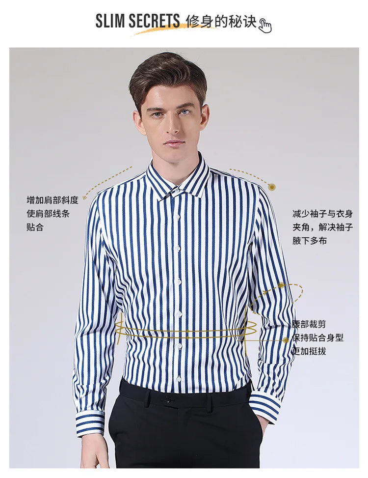 Langarm-Hemd für Herren in Weiß – formell und lässig, koreanischer Stil mit Tasche, ideal für Business und Freizeit.