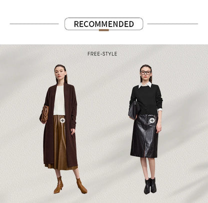 Damenpullover im Set-Style, dunkelgrauer Cardigan-Look und schwarzer Pullover im Vergleich