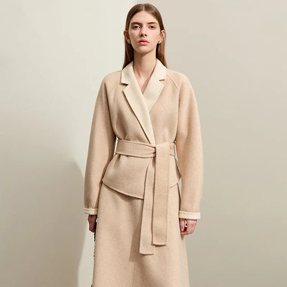 Damen Kleid-Set mit neuem Reverskragen und Gürtel im Winterstil