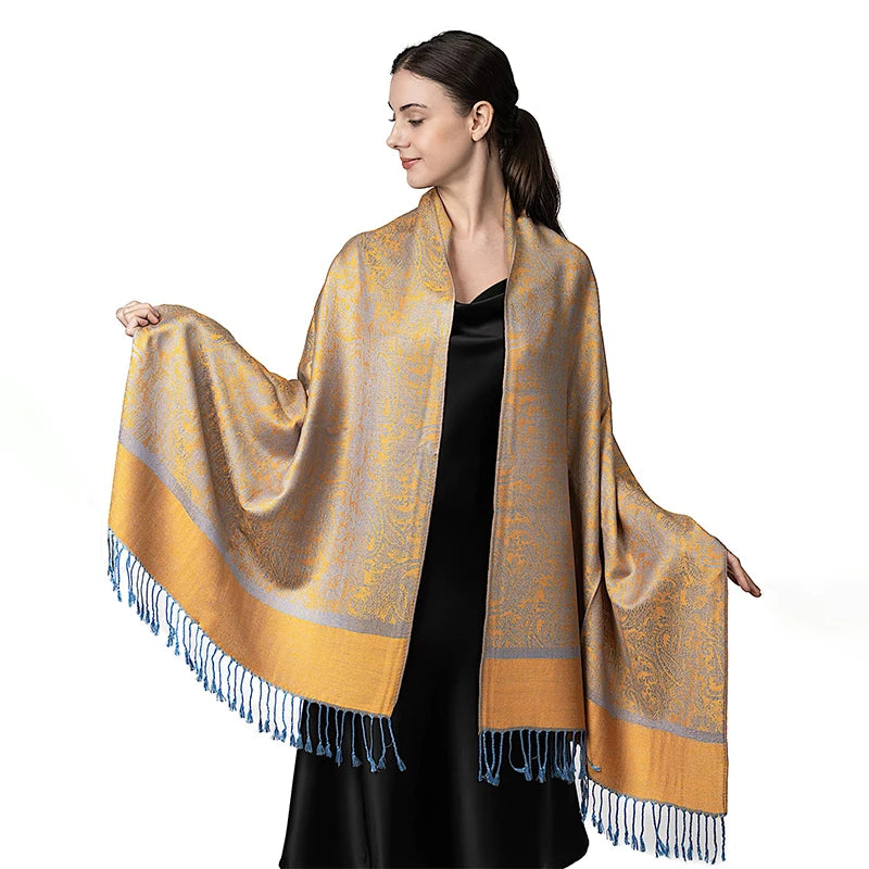 Damen Jacquard Schal ethnisch Kaschmir dick weich Halstuch Bandana Outdoor