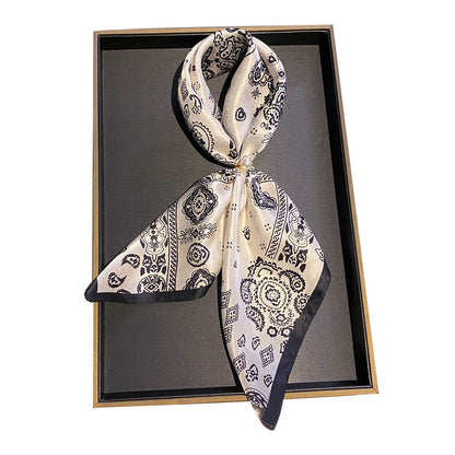 Damen Seidensatin Schal 53cm quadratisch Blumenprint Kopftuch Hijab Bandana B