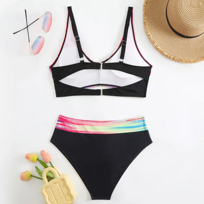 Sexy Bikini-Set für Damen in Unifarben mit Push-up-Effekt – Brasilianischer Badeanzug für Strand und Schwimmen