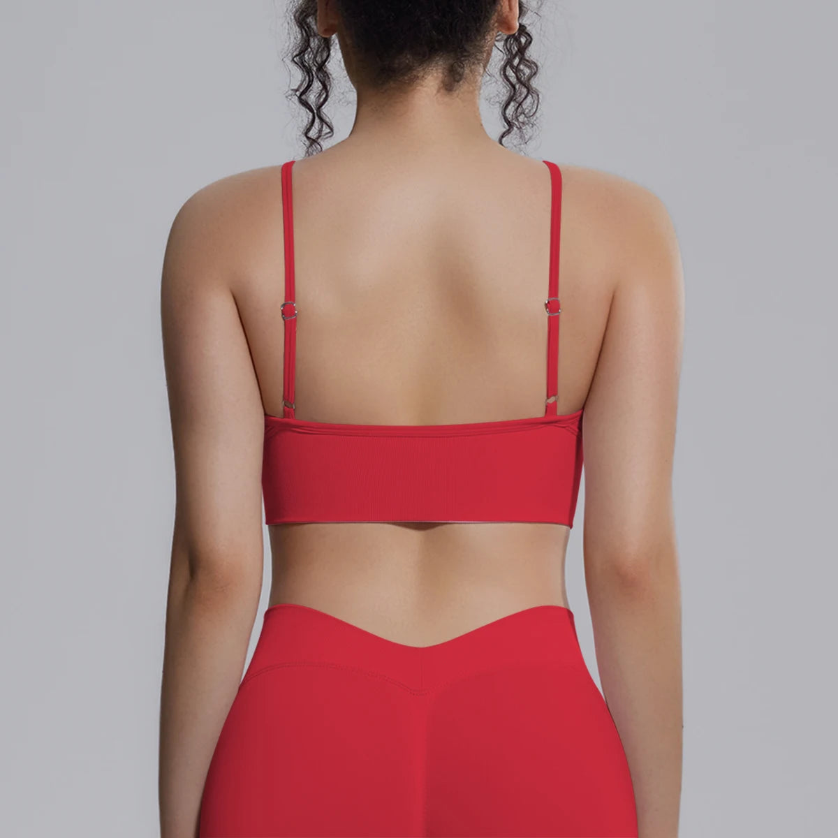 Gepolsterter Damen Sport-BH für Yoga, atmungsaktiv, rot mit breitem Rückenband