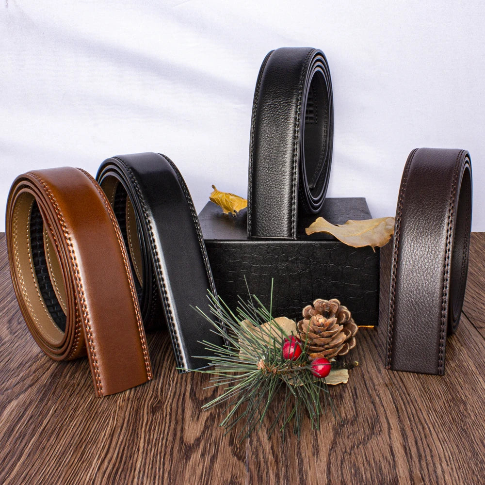 Herren Leder-Gürtelriemen ohne Schnalle 3,5 cm Rindsleder Casual Business