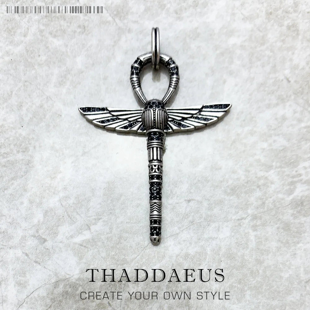 Damen-Charm-Anhänger Skarabäus Ankh-Kreuz ägyptisch III aus Sterlingsilber