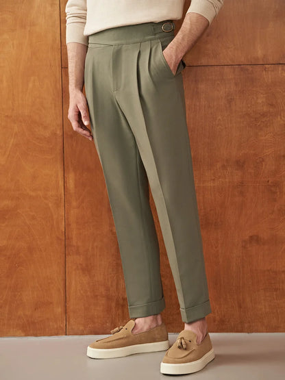 Herren anzüge Hose hohe Taille Freizeit neunte Hose Armee grün braun Khaki Italien Casual Style Hose plus Größe 40 Frühling Herbst