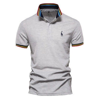 Premium Herren Polo Shirt Feuchteregulierend Mit Giraffenstickerei