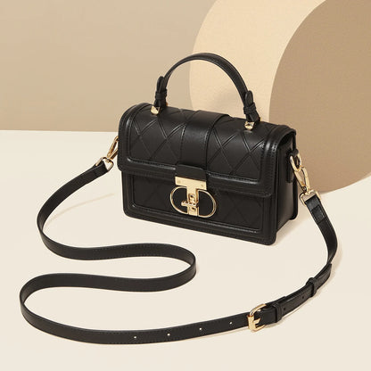 Damen Top-handle Tasche aus Split Leder mit Diamant-Gitter
