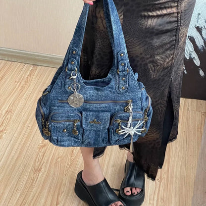 Damen-Hobo-Handtasche aus gewaschenem Leder Schwarz mit Reißverschluss und Innenfächern