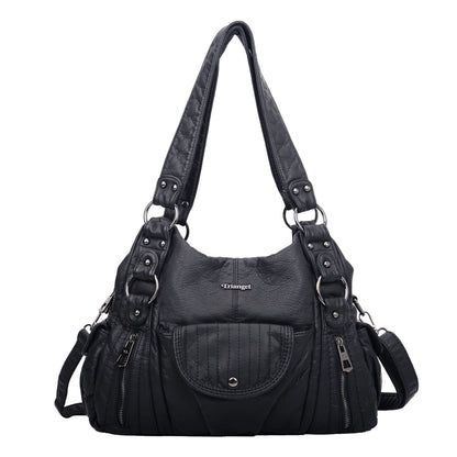 Damen-Hobo-Tasche aus Vintage-Leder mit verstellbarem Tragegurt und Mehrfachtaschen
