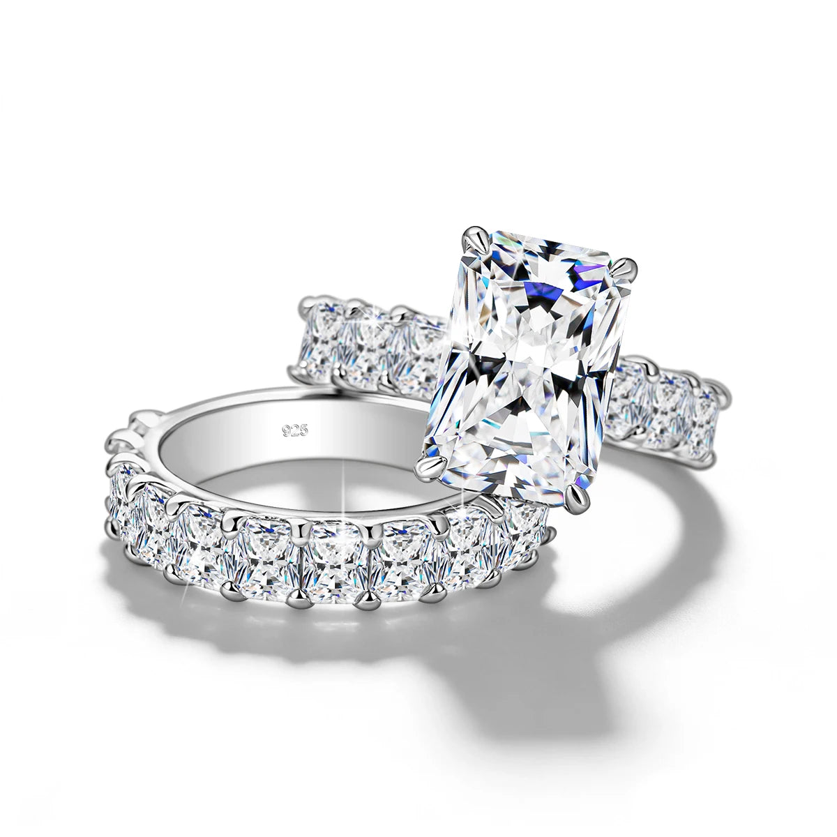 Damen-Verlobungsring Aus 925er Sterlingsilber Mit Radiant-Cut Moissanite 5 Karat Farbe D VVS GRA Zertifiziert