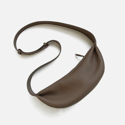 Echtleder Schultertasche Crossbody Schwarz Breiter Tragegurt
