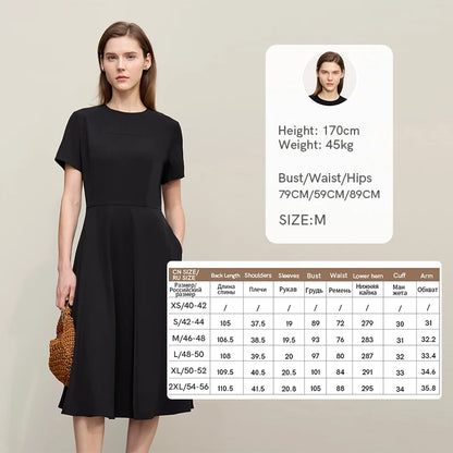 Elegantes Damenkleid Mit Taschen Aus Chiffon Tailliert Für Berufstätige