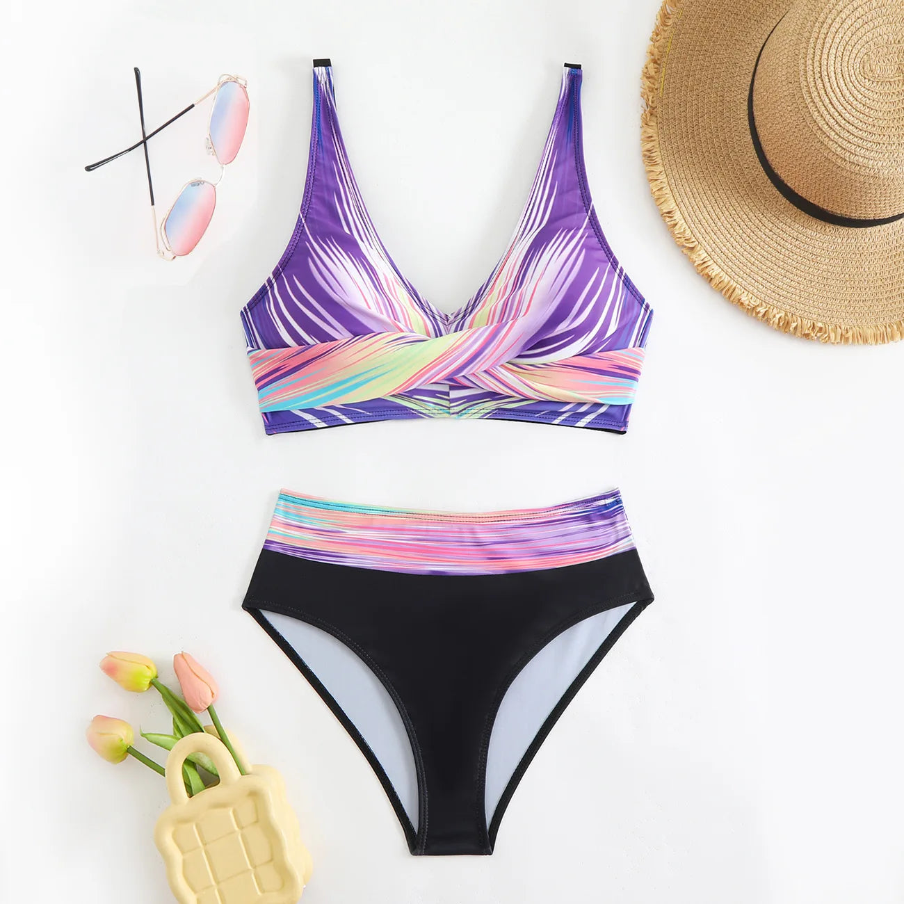 Sexy Bikini-Set für Damen in Unifarben mit Push-up-Effekt – Brasilianischer Badeanzug für Strand und Schwimmen