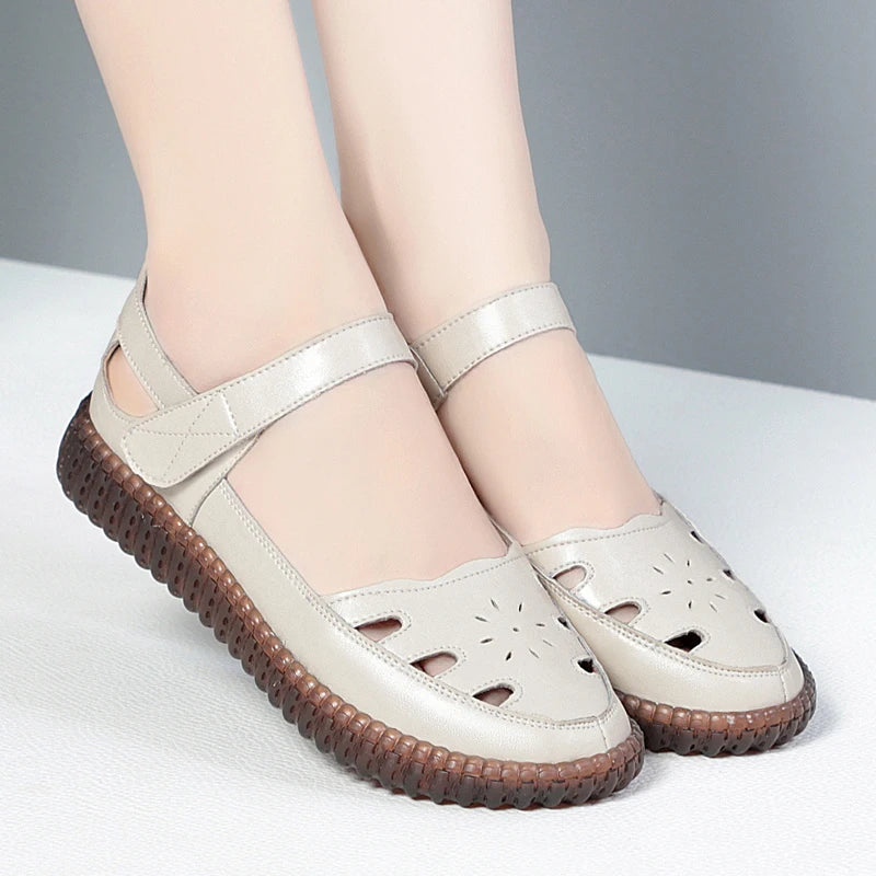 AIYUQI 2025 neue frauen sandalen Flache sohlen nicht-slip hohl frauen schuhe Sommer große-größe weibliche sandalen