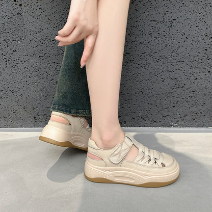 AIYUQI 2025, neue frauen turnschuhe schuhe Sommer dicken sohlen hohl frauen sandalen Große-größe casual schwein käfig weibliche schuhe