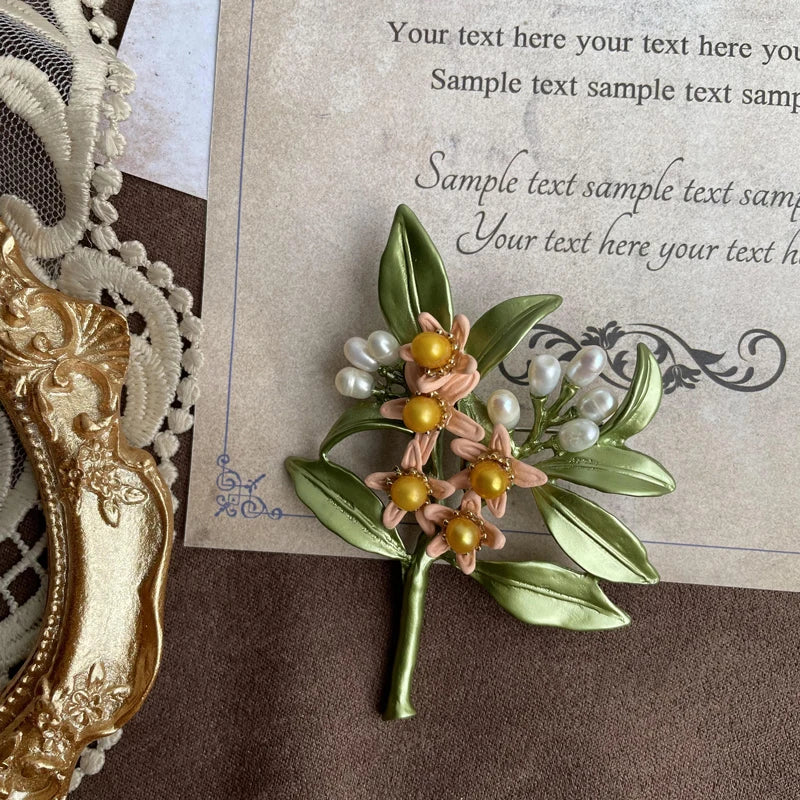 Brosche Blatt Blume Emaille Vintage Elegant Hochzeit Kreativ Damen