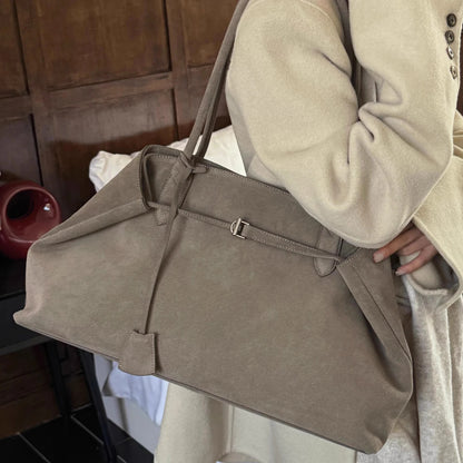 Wildleder Damen-Tote | Große Schultertasche 46x13x27 cm