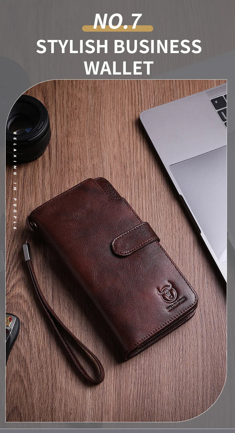 Unisex Geldbörse Langformat Bifold Mit RFID-Schutz Und Handgelenkband Für Mehrere Karten